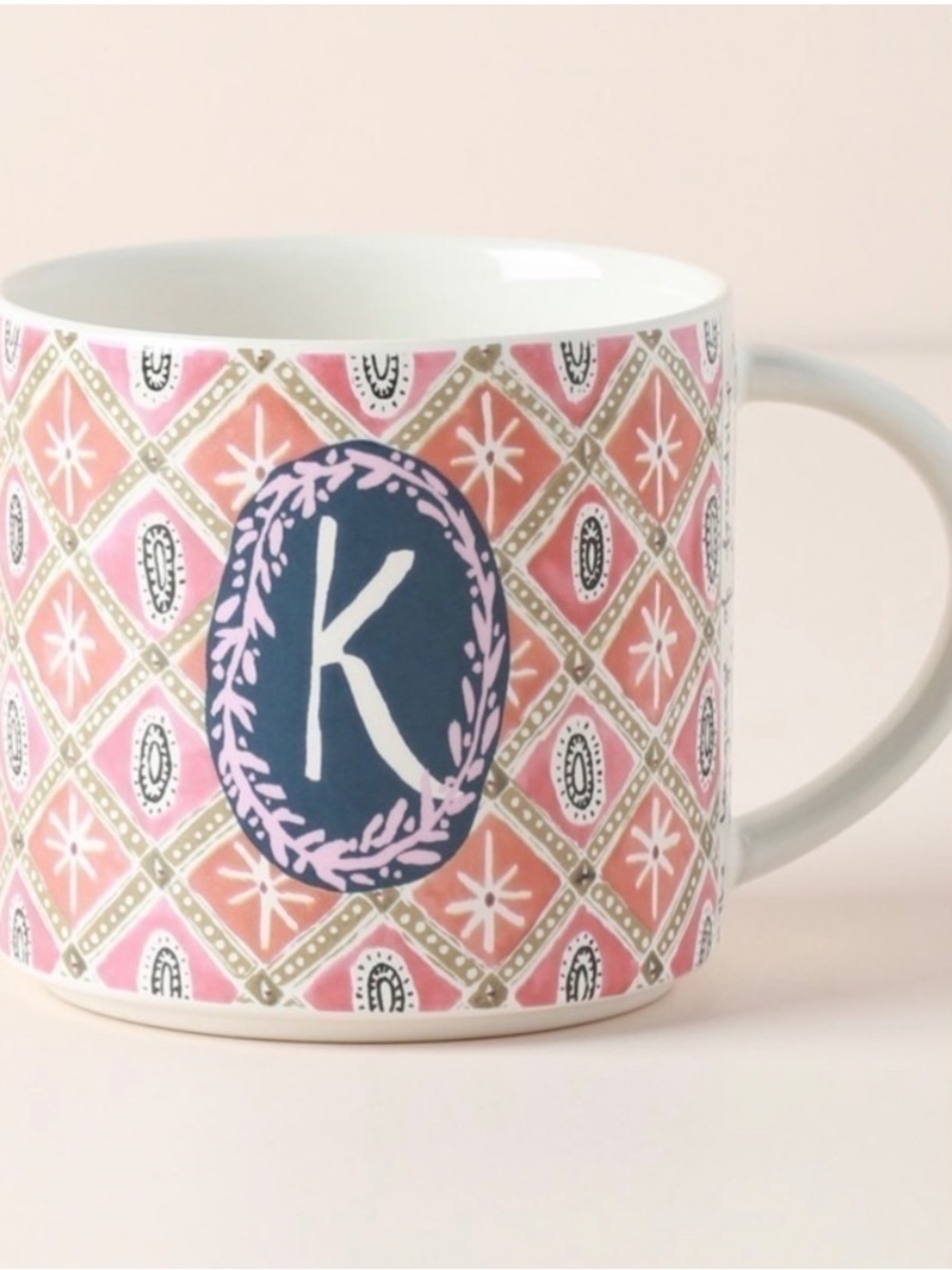 Anthropologie Jo Henry David Thoreau Quote Monogram K Coffee Tea Cocoa Mug